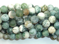 Matte Tree Agate Beads, 10mm Round Beads-RainbowBeads