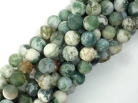 Matte Tree Agate Beads, 10mm Round Beads-RainbowBeads