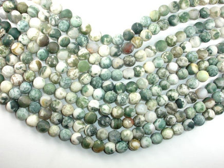 Matte Tree Agate Beads, 10mm Round Beads-RainbowBeads