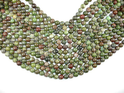 Green Rainforest Jasper Beads, Cuprite, 8mm Round Beads-RainbowBeads