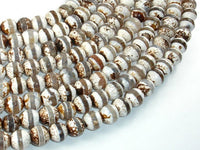 Tibetan Agate Beads, Brown, 10mm Faceted Round Beads-RainbowBeads