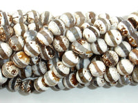 Tibetan Agate Beads, Brown, 10mm Faceted Round Beads-RainbowBeads