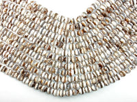 Tibetan Agate Beads, Brown, 10mm Faceted Round Beads-RainbowBeads
