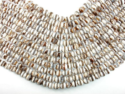 Tibetan Agate Beads, Brown, 10mm Faceted Round Beads-RainbowBeads