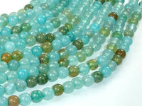 Dragon Vein Agate Beads, Sea Blue, 6mm Round Beads-RainbowBeads