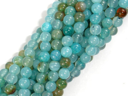 Dragon Vein Agate Beads, Sea Blue, 6mm Round Beads-RainbowBeads
