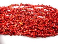 Red Bamboo Coral, 4mm-9 mm Chips Beads-RainbowBeads