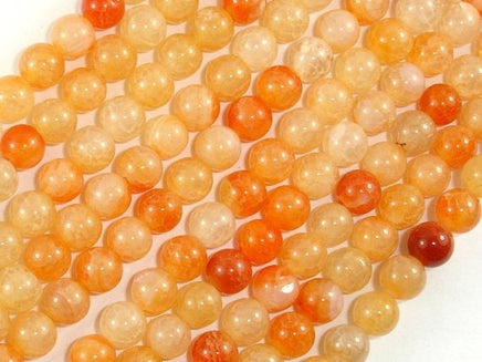 Dragon Vein Agate Beads, Orange, 6mm Round Beads-RainbowBeads