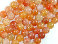 Dragon Vein Agate Beads, Orange, 10mm Round Beads-RainbowBeads