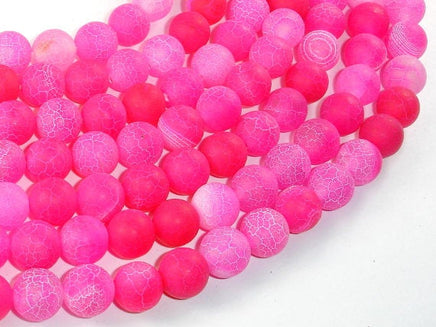 Frosted Matte Agate Beads, Pink, 10mm Round-RainbowBeads