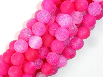 Frosted Matte Agate Beads, Pink, 10mm Round-RainbowBeads