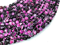 Agate Beads, Pink & Black, 6mm(6.3mm) Faceted Round Beads, 15 Inch-RainbowBeads