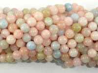 Beryl Beads, Aquamarine, Morganite, Heliodor, 7.5mm, Round-RainbowBeads