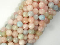 Beryl Beads, Aquamarine, Morganite, Heliodor, 7.5mm, Round-RainbowBeads