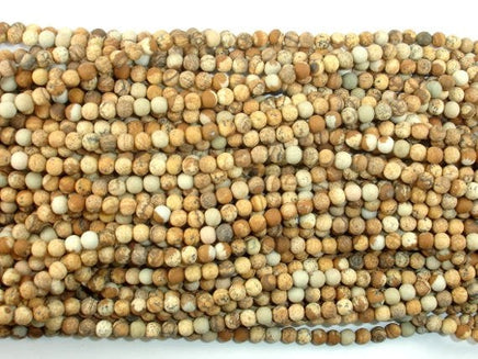 Matte Picture Jasper Beads, 4mm, Round Beads-RainbowBeads