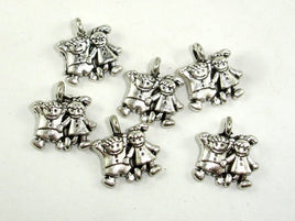 Girl and Boy Charms, Zinc Alloy, Antique Silver Tone 20pcs-RainbowBeads