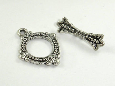 Metal Toggle Clasps , Antique Silver Tone, Ring 10 sets-RainbowBeads