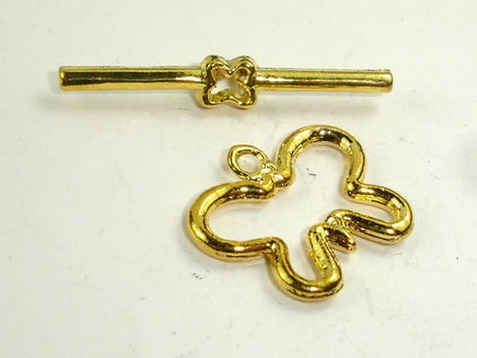 Butterfly Toggle Clasps , Gold Tone, Ring 4 sets-RainbowBeads