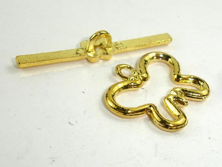 Butterfly Toggle Clasps , Gold Tone, Ring 4 sets-RainbowBeads