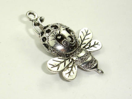 Metal Charms - Honey Bee Pendant, Zinc Alloy, Antique Silver Tone 2pcs-RainbowBeads