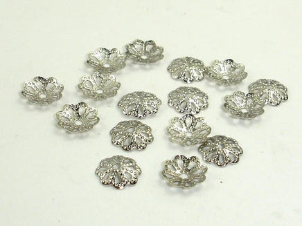 Bead Caps, Rhodium Plated Jewelry findings 6mm, 300 pcs-RainbowBeads