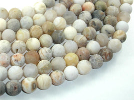 Matte Bamboo Leaf Agate, 10mm Round Beads-RainbowBeads