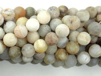 Matte Bamboo Leaf Agate, 10mm Round Beads-RainbowBeads