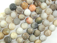 Matte Bamboo Leaf Agate, 10mm Round Beads-RainbowBeads