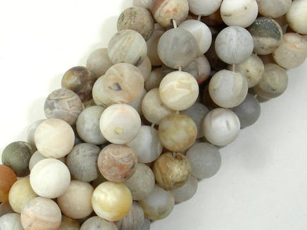 Matte Bamboo Leaf Agate, 10mm Round Beads-RainbowBeads