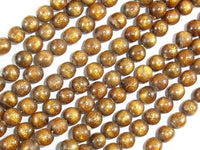 Gold Coral Beads, 6mm Round Beads-RainbowBeads