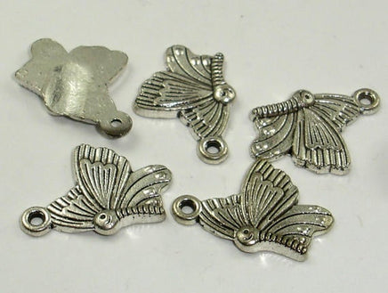 Butterfly Charms, Zinc Alloy, Antique Silver Tone, 14x20mm 20pcs-RainbowBeads