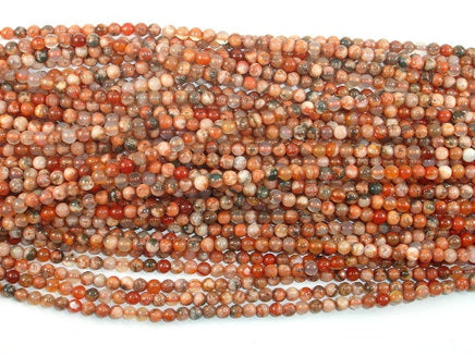 Agate Beads, Orange, 4mm(4.3mm) Round Beads-RainbowBeads