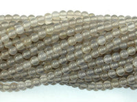 Gray Agate Beads, 4mm, Round Beads-RainbowBeads