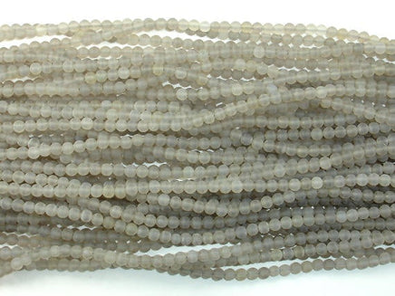 Matte Gray Agate Beads, 4mm Round Beads-RainbowBeads