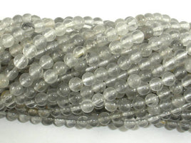 Gray Quartz Beads, 4mm Round Beads-RainbowBeads