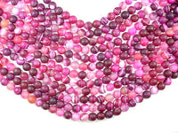 Matte Banded Agate Beads, Fuchsia Agate, 10mm(10.4mm) Round-RainbowBeads