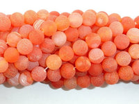 Frosted Matte Agate- Orange, 8mm Round Beads-RainbowBeads