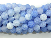 Frosted Matte Agate - Blue, 10mm Round Beads-RainbowBeads