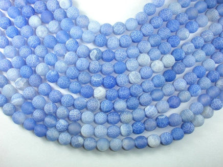 Frosted Matte Agate - Blue, 10mm Round Beads-RainbowBeads