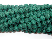 Green Lava Beads, Round, 6mm-RainbowBeads