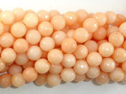 Jade Beads, Peach, 10mm, Faceted Round-RainbowBeads