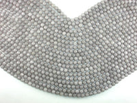 Jade Beads, Light Gray, 6mm Faceted Round-RainbowBeads