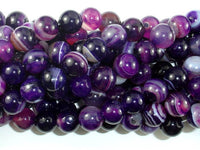 Banded Agate Beads, Purple, 10mm(10.3mm) Round-RainbowBeads