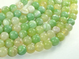 Banded Agate Beads, Light Green, 10mm(10.4mm)-RainbowBeads