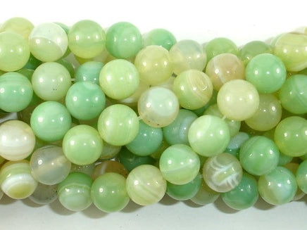 Banded Agate Beads, Light Green, 10mm(10.4mm)-RainbowBeads