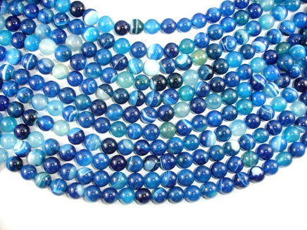 Banded Agate Beads, Blue, 10mm(10.5mm) Round-RainbowBeads