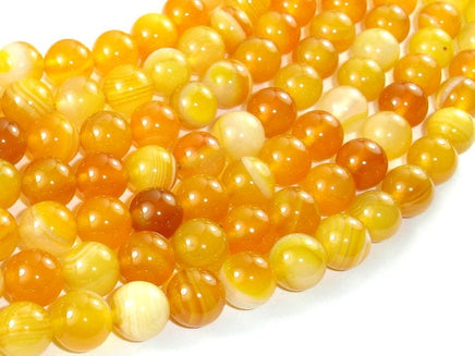 Banded Agate Beads, Yellow, 10mm (10.5mm) Round-RainbowBeads