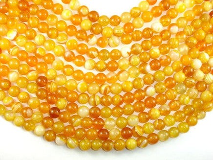 Banded Agate Beads, Yellow, 10mm (10.5mm) Round-RainbowBeads