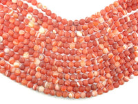 Matte Banded Agate Beads, Red & Orange, 8mm Round Beads-RainbowBeads