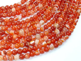 Banded Agate Beads, Red & Orange, 6 mm Round-RainbowBeads